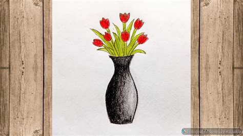 kolay vazoda çiçek çizimi